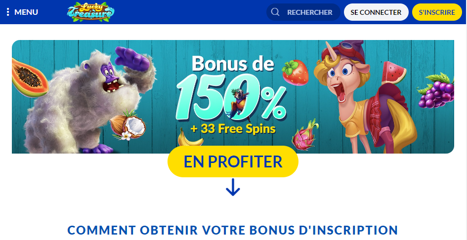 Profitez de gros bonus sur Lucky Treasure Casino