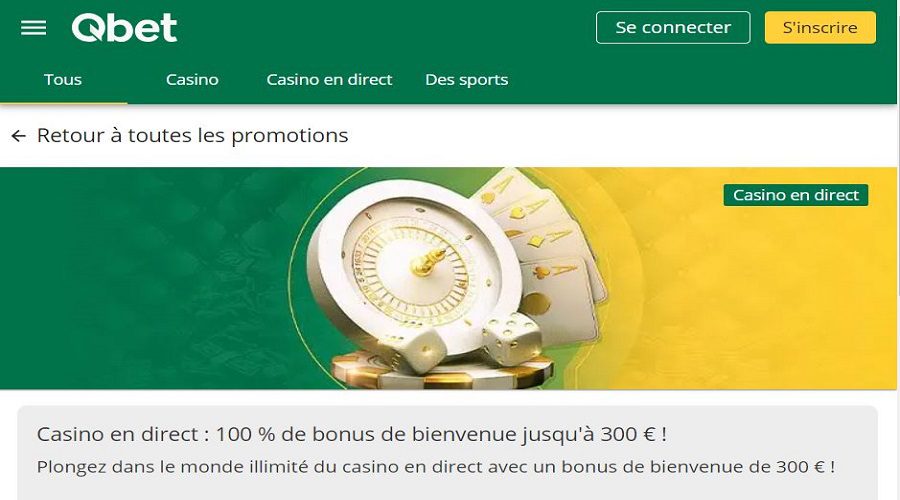 Bonus spécial Live Casino sur Qbet