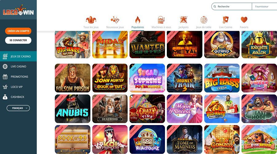 Meilleurs jeux de Locowin Casino