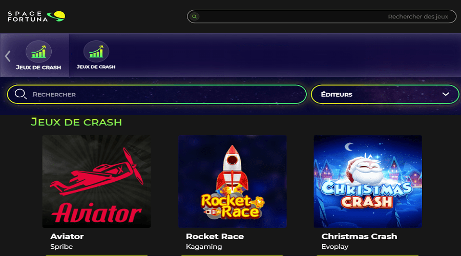 Top 5 des jeux de crash de Space Fortuna Casino